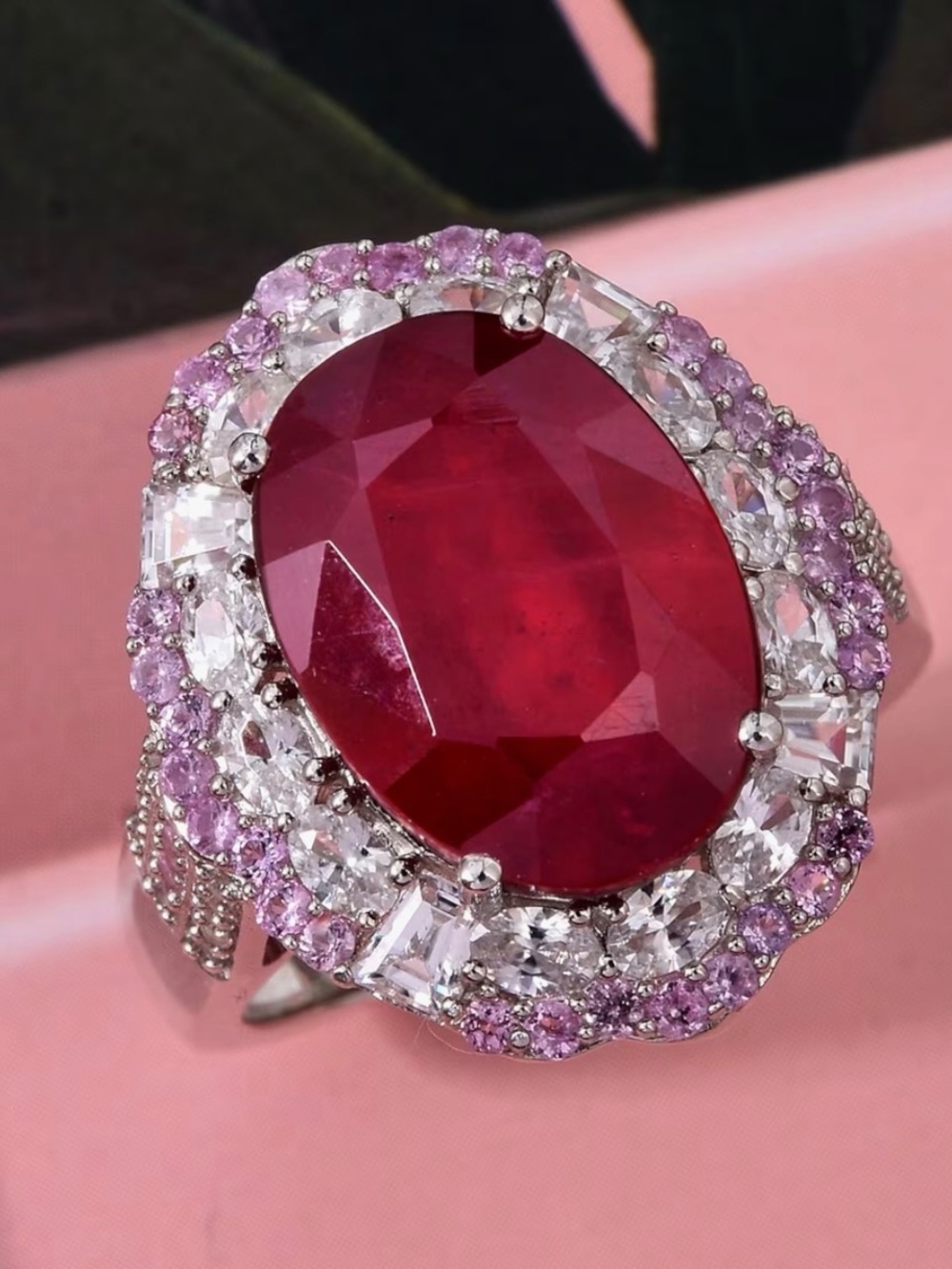 D'Joy Women’s Niassa Ruby/Multi Gemstone 11.80 ctw Fiery Passion Ring NWT Size 6